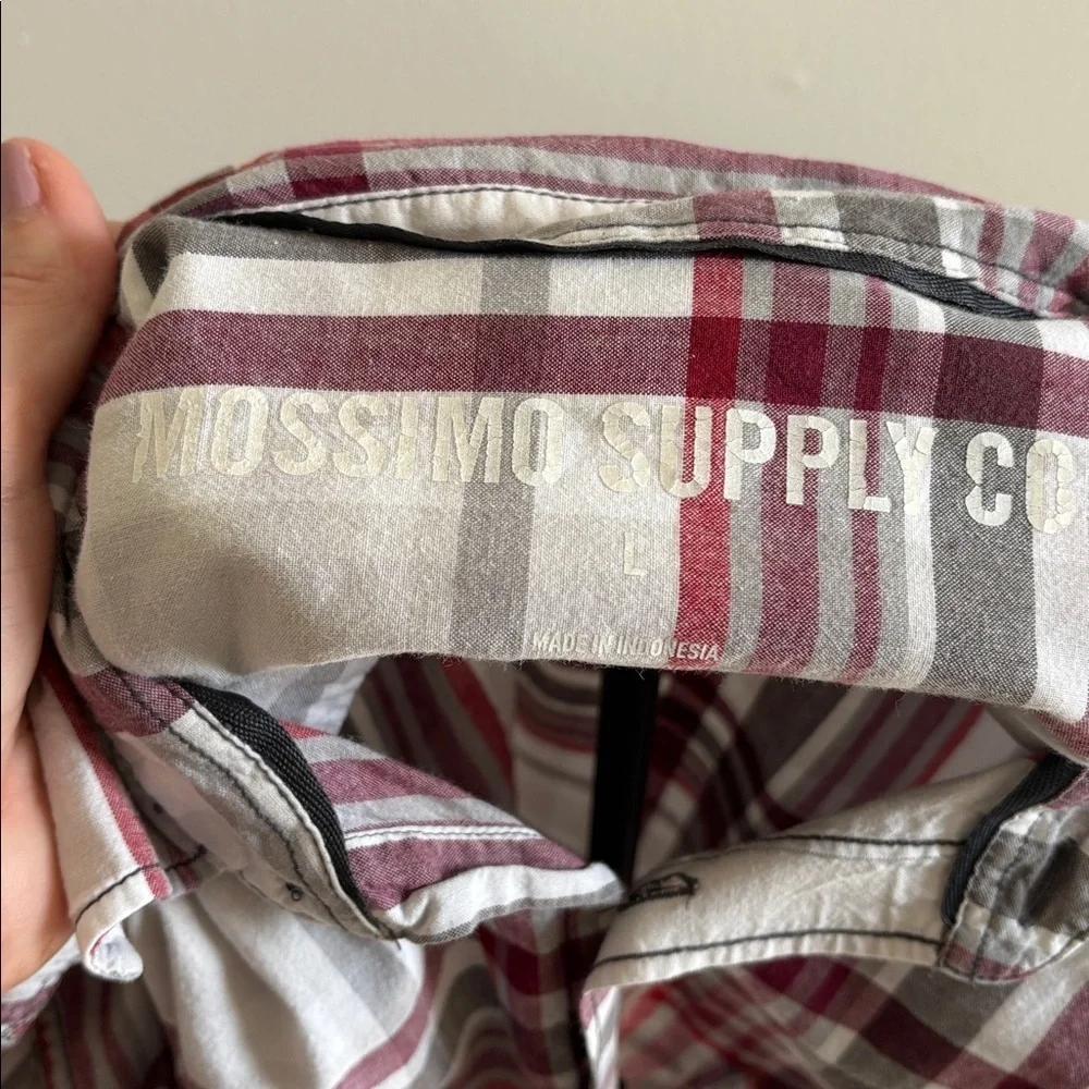 Mossimo Supply Co. Gray and Red Plaid Shirt